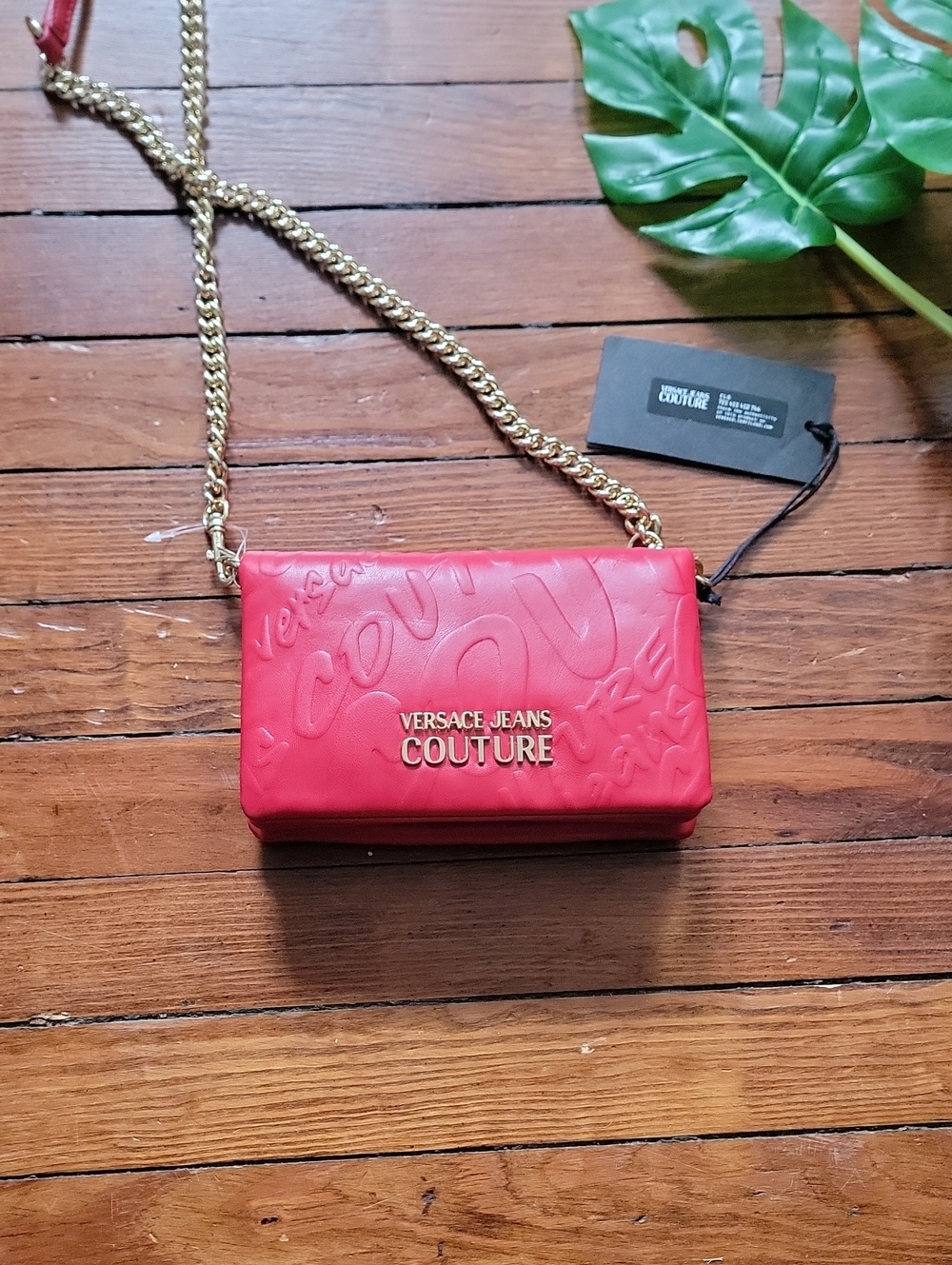 Versace Jeans Couture Red Shoulder Bag with Gold Chain (NWT)